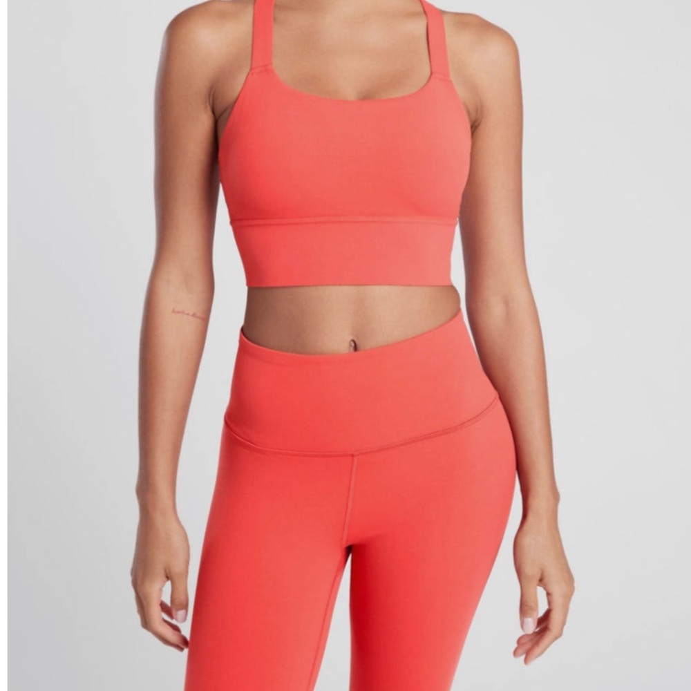ATHLETA Warrior Long Line Bra In Powervita A-C, Lychee Red